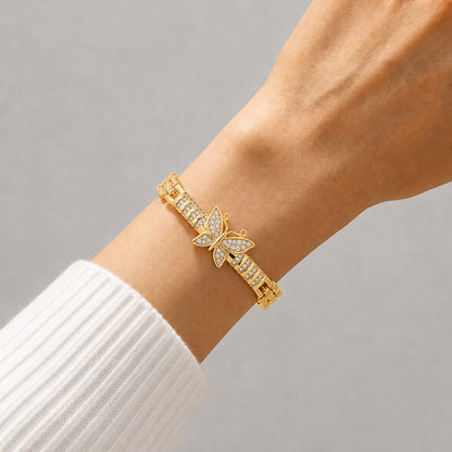 Women's Gold-Tone Cubic Zirconia Chain Bracelet