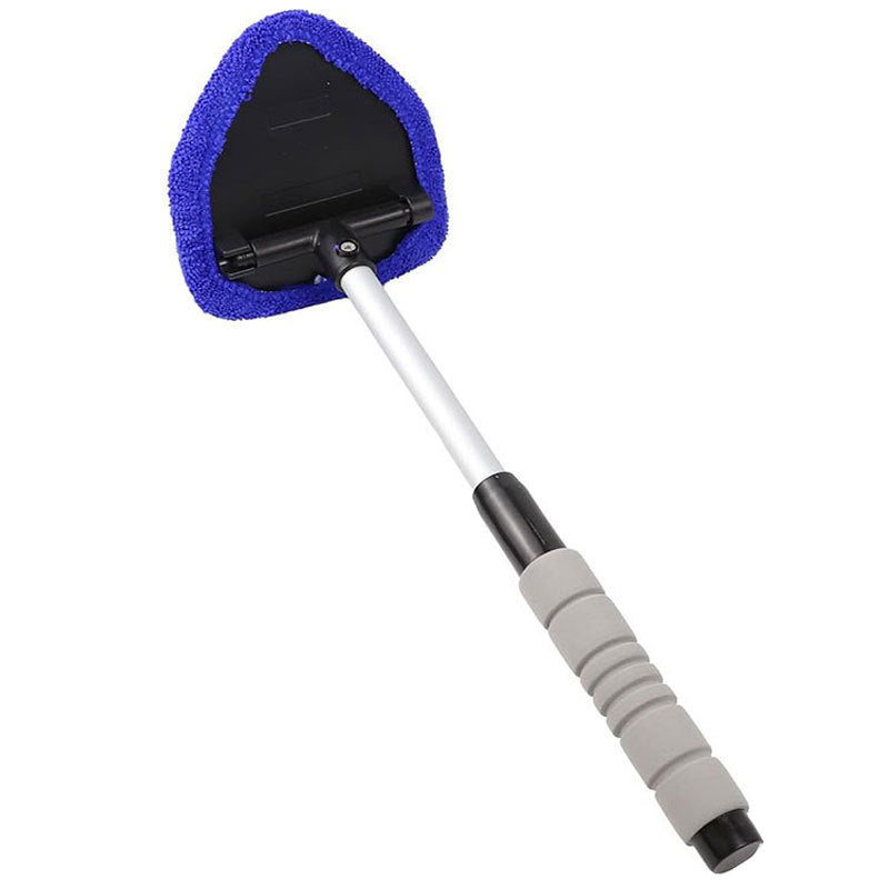 Windshield Cleaning Tool, Microfiber Car Window Cleaner with 2 Reusable and Washable Microfiber Pads and Extendable Handle
