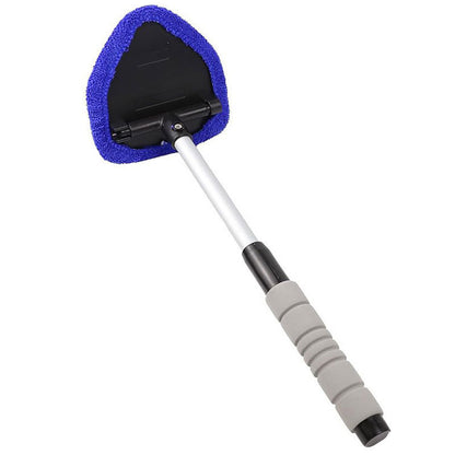 Windshield Cleaning Tool, Microfiber Car Window Cleaner with 2 Reusable and Washable Microfiber Pads and Extendable Handle