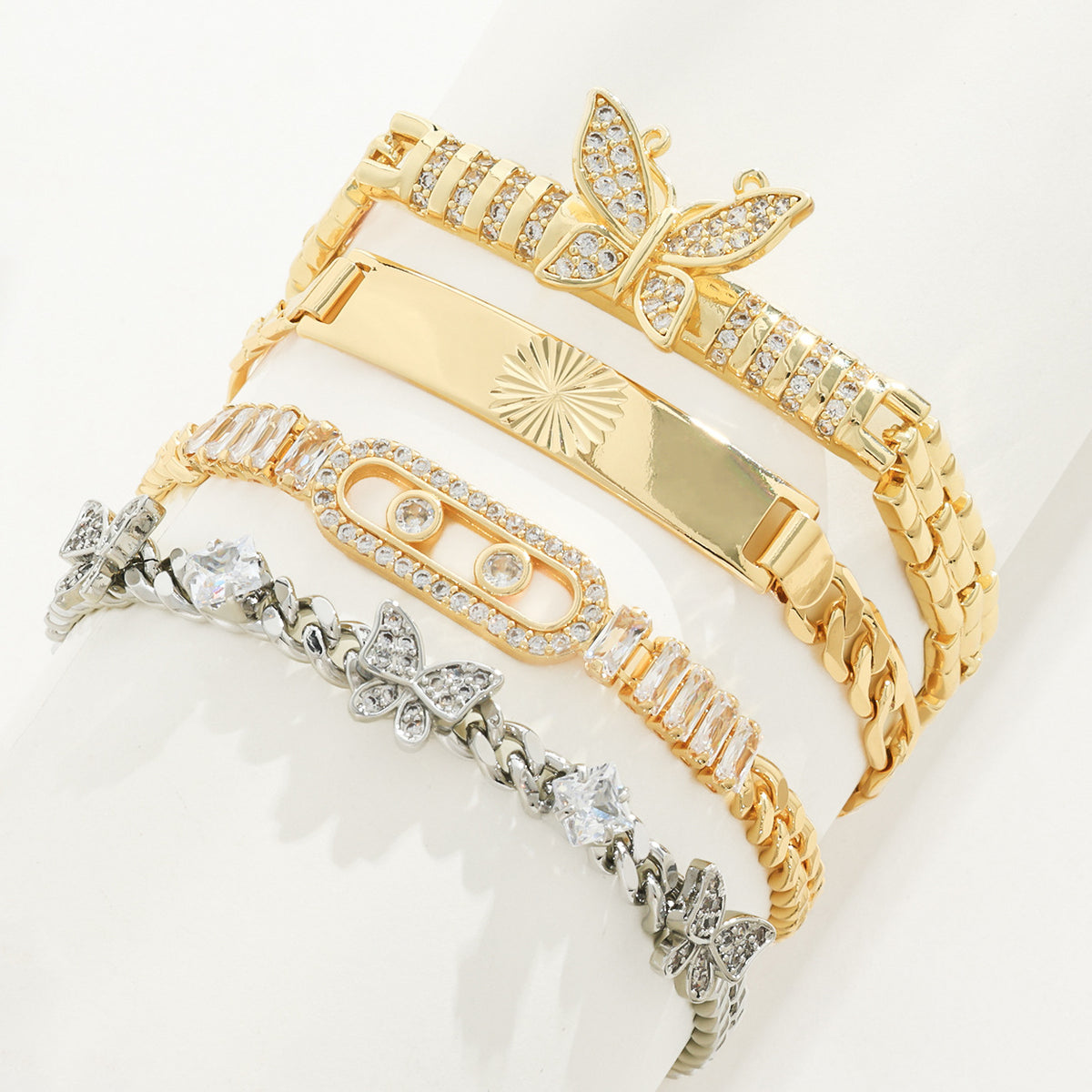 Women's Gold-Tone Cubic Zirconia Chain Bracelet