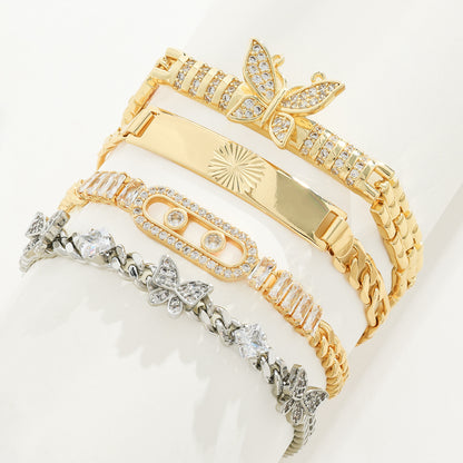 Women's Gold-Tone Cubic Zirconia Chain Bracelet