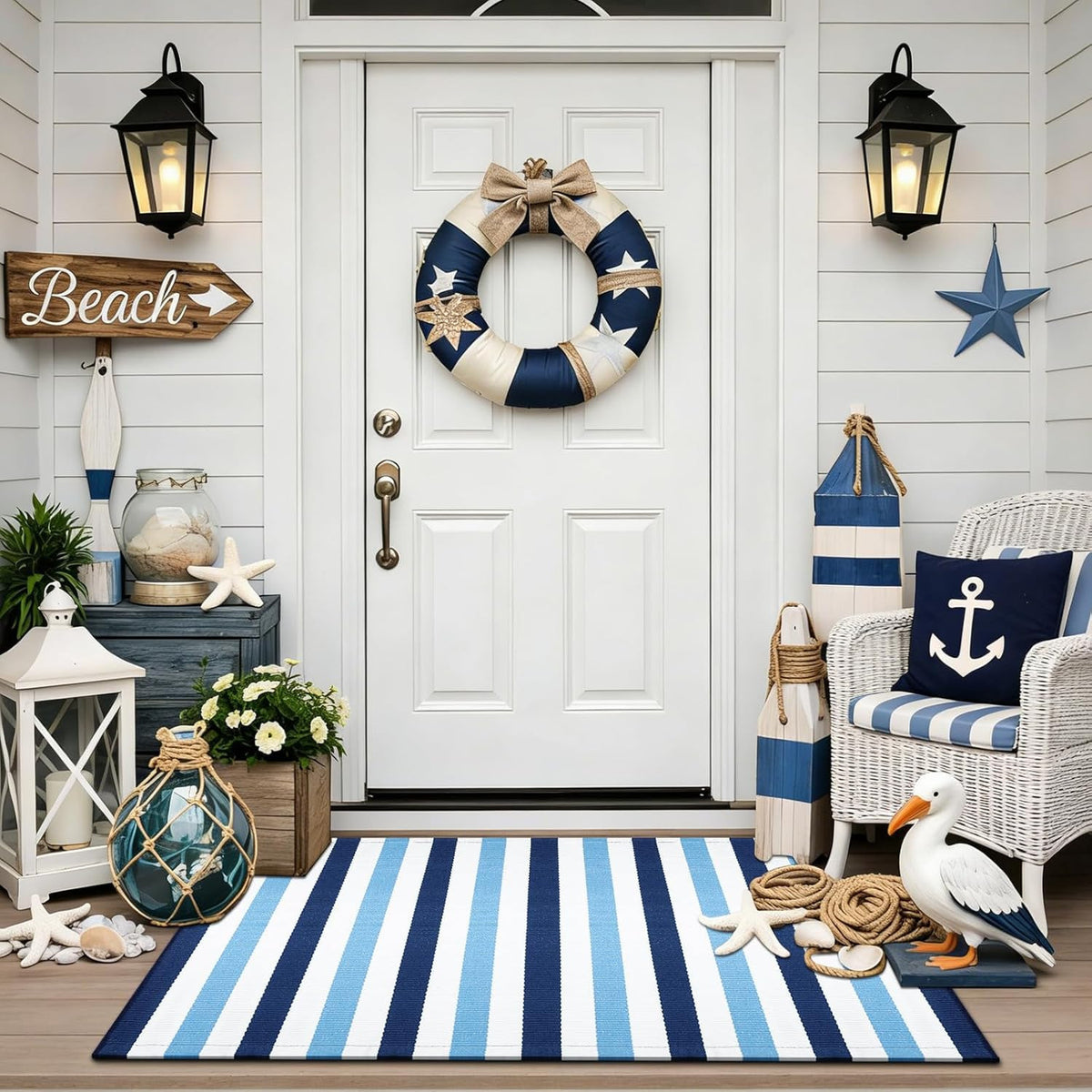 Simple Striped Non‑Slip Door Mat – Stain‑Resistant, Durable, Multi‑Size