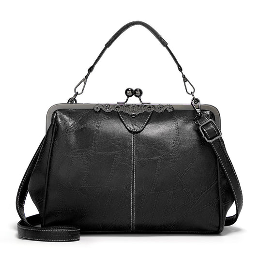 2026 New  Elegant Waterproof Women’s Leather Kiss-Lock Tote Handbag
