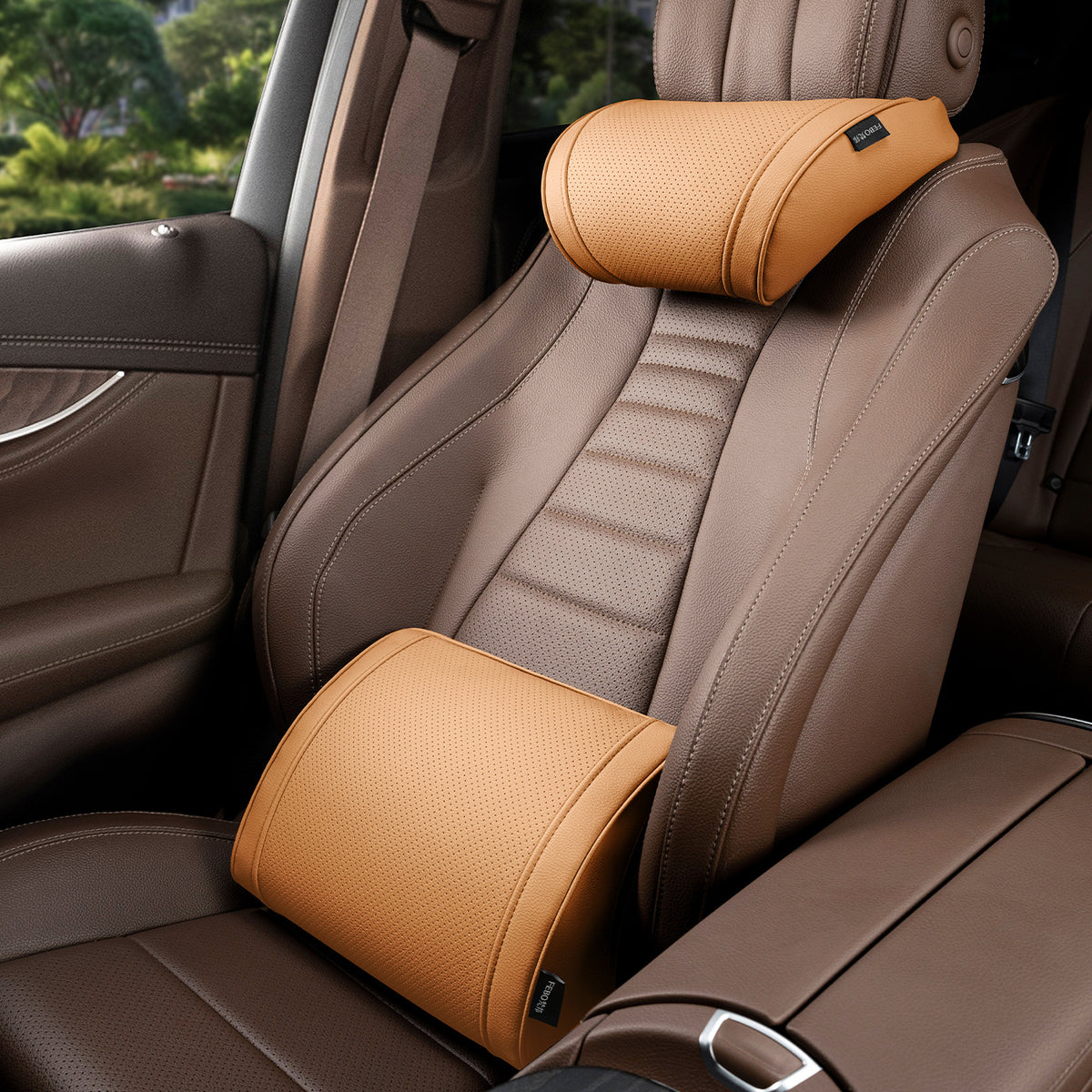 Ergonomic Headrest and Lumbar Support Set for Car Seats