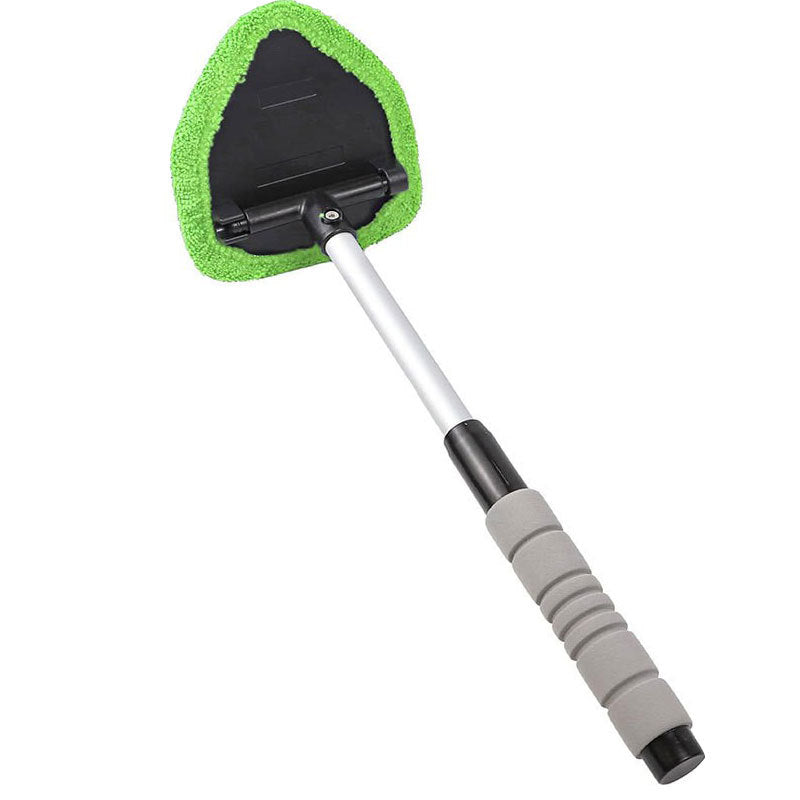 Windshield Cleaning Tool, Microfiber Car Window Cleaner with 2 Reusable and Washable Microfiber Pads and Extendable Handle