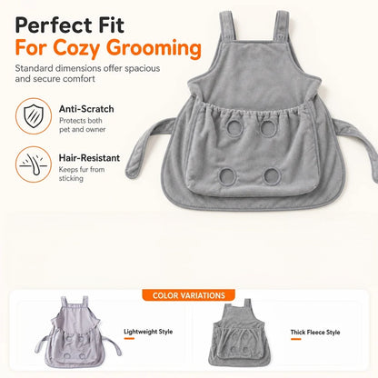 Anti-Scratch Grooming Apron – Hair Resistant Pet Cuddling Apron with Leg Holes