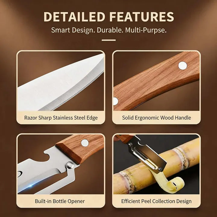 All-in-One Stainless Steel Peeler | Razor-Sharp Blade with Bottle Opener