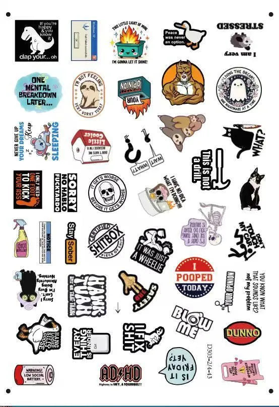 150Pcs Blue Collar Funny Stickers