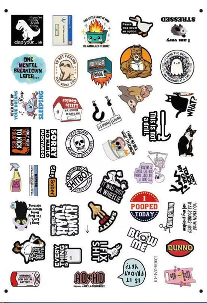 150Pcs Blue Collar Funny Stickers