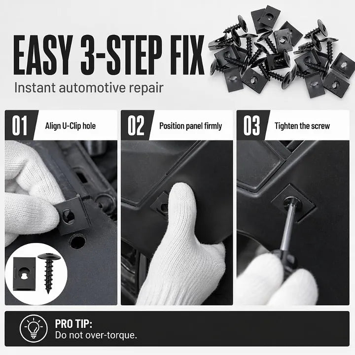 Universal Car Metal U-Type Clips and Screws Set