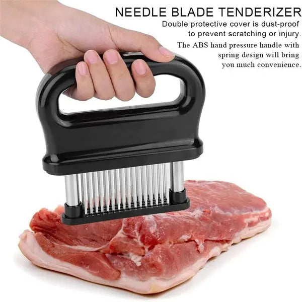 Meat Tenderizer with 48 Stainless Steel Blades – Tenderize in Seconds, Dishwasher-Safe & Safe Storage Cover Included!