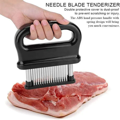 Meat Tenderizer with 48 Stainless Steel Blades – Tenderize in Seconds, Dishwasher-Safe & Safe Storage Cover Included!
