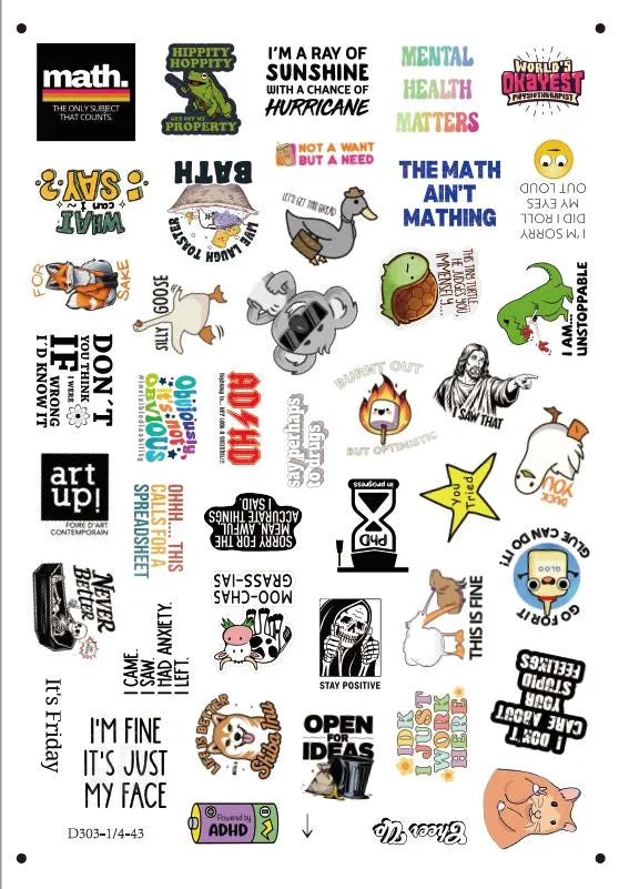 150Pcs Blue Collar Funny Stickers