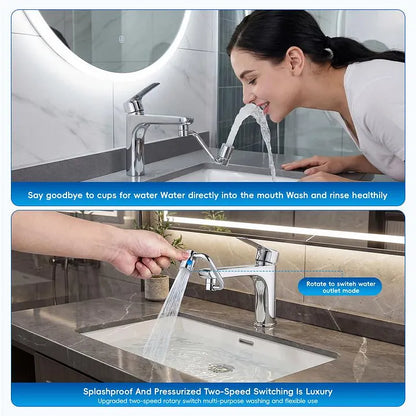 Universal 1080° Rotating Faucet Extender 2 Mode Splash Filter Core Aerator for Kitchen Bathroom Home Sink