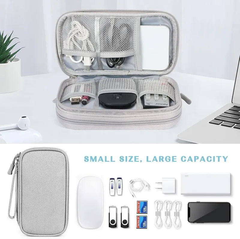 Travel Cable Organizer Pouch, Double Layers All-in-One Storage Bag for Cord
