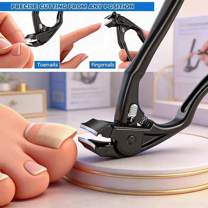 Stainless Steel Nail Clippers With Splash Guard – Large opening for ingrown nails & foot care