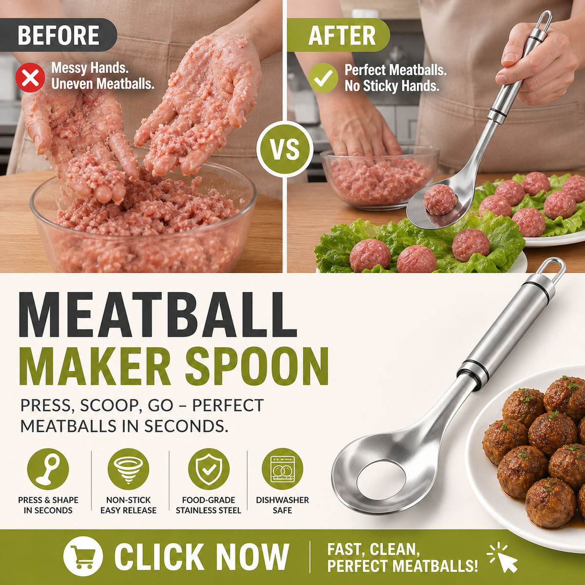 Meatball Spoon – No Stick, No Mess