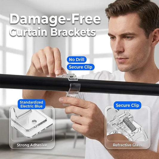 Heavy-Duty Self-Adhesive Rod Support Brackets