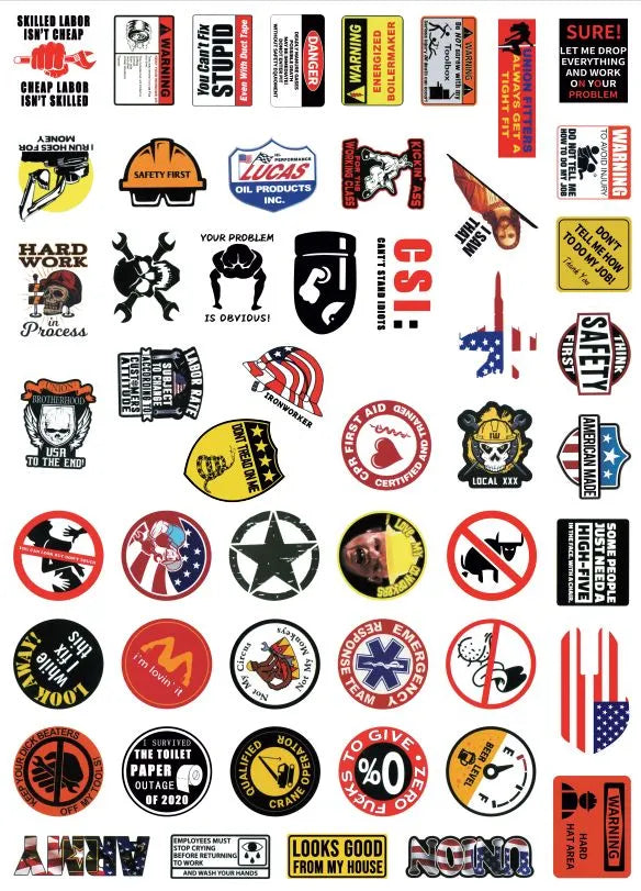 150Pcs Blue Collar Funny Stickers