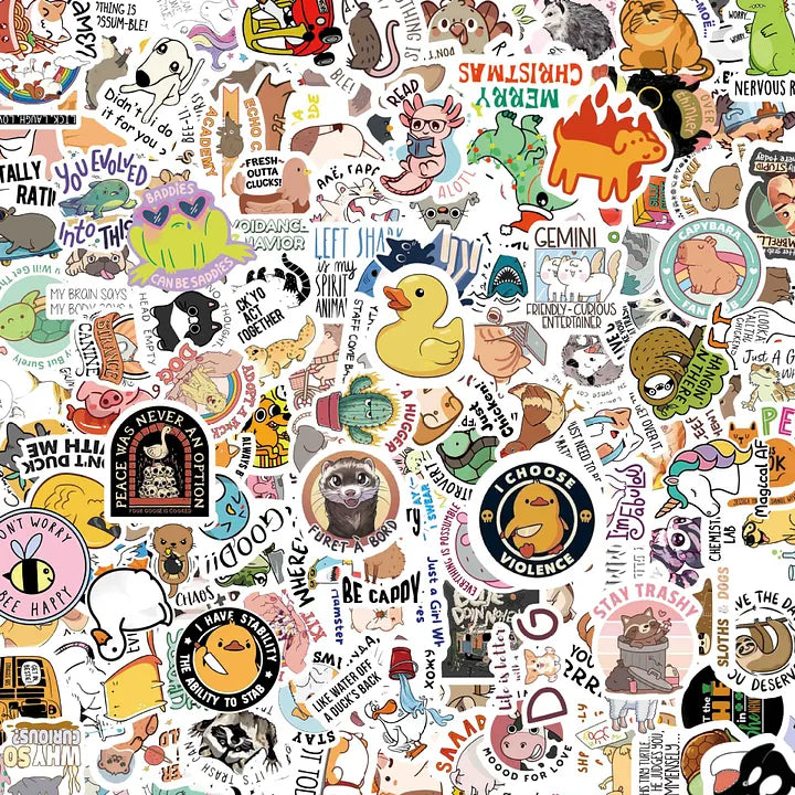 150Pcs Blue Collar Funny Stickers