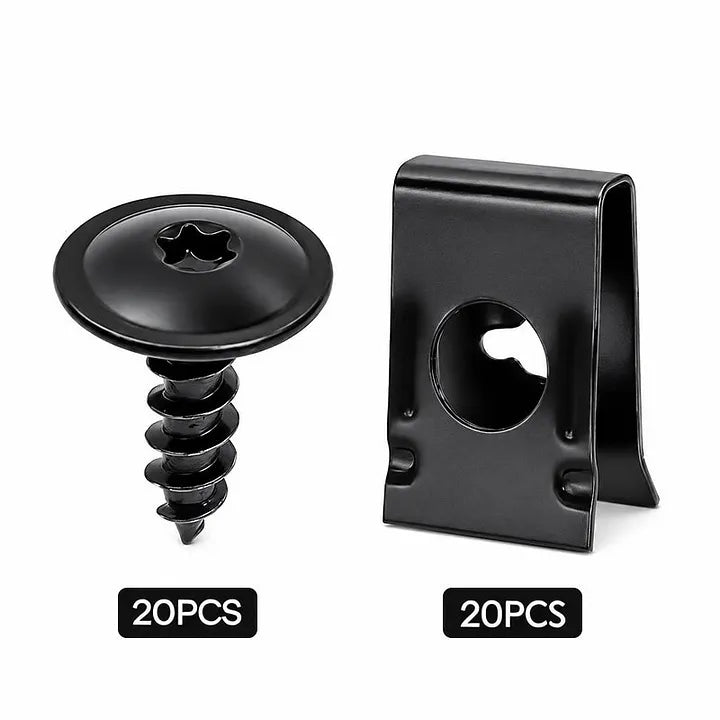 Universal Car Metal U-Type Clips and Screws Set