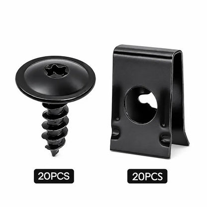 Universal Car Metal U-Type Clips and Screws Set