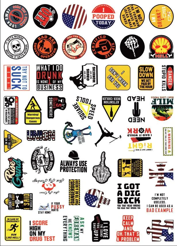 150Pcs Blue Collar Funny Stickers