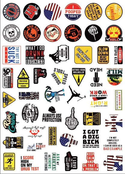 150Pcs Blue Collar Funny Stickers