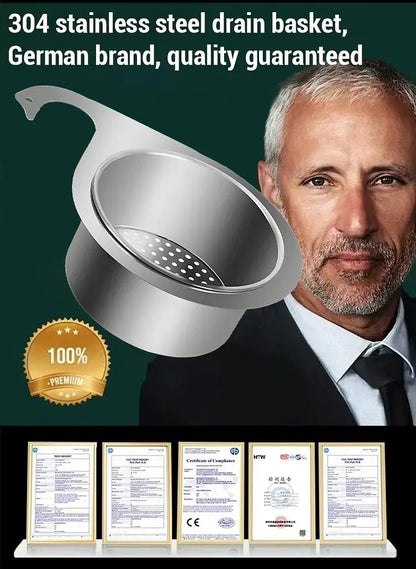 Swan-shaped stainless steel drip basket