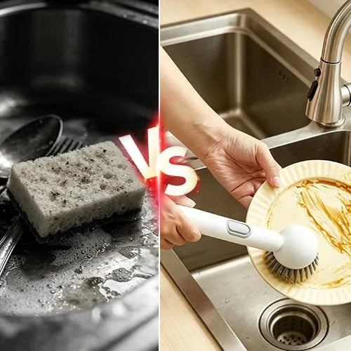 Kitchen long handled rotating pot brush
