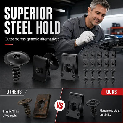Universal Car Metal U-Type Clips and Screws Set
