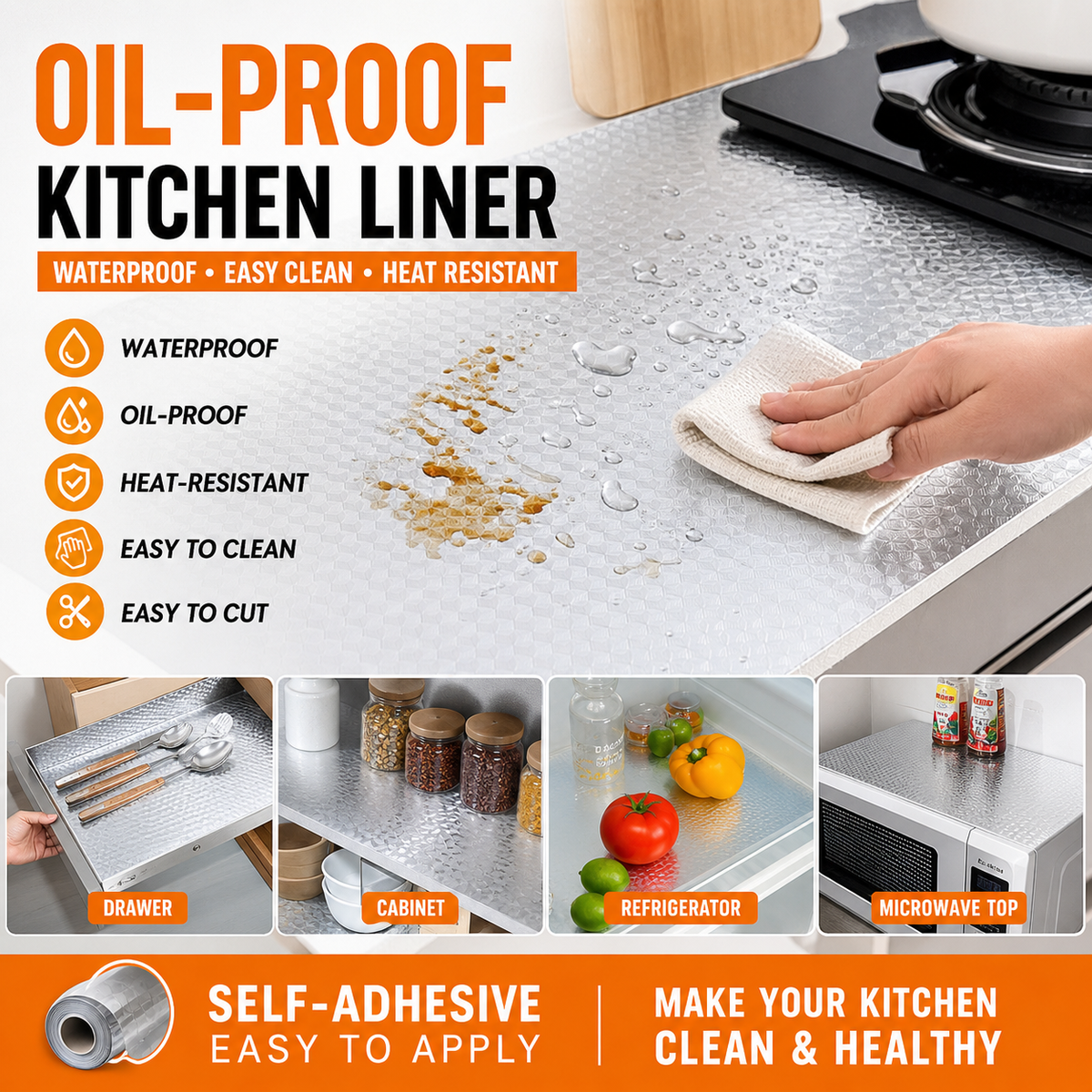 Cut-to-Fit Aluminum Foil Liner for Walls & Cabinets