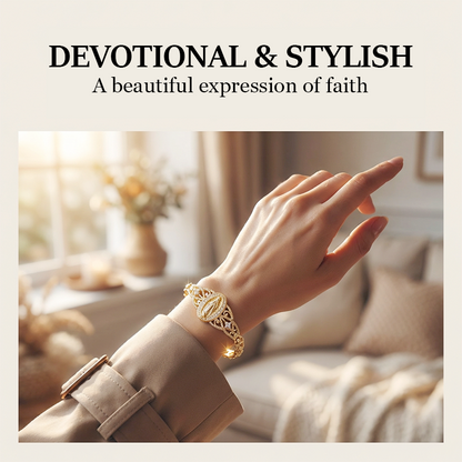 Elegant Hollow Flower Virgin Mary Bracelet – Filigree Design, Gold Plated, Faith Inspired