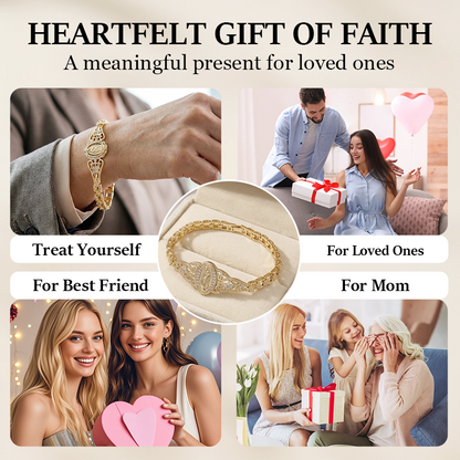 Elegant Hollow Flower Virgin Mary Bracelet – Filigree Design, Gold Plated, Faith Inspired