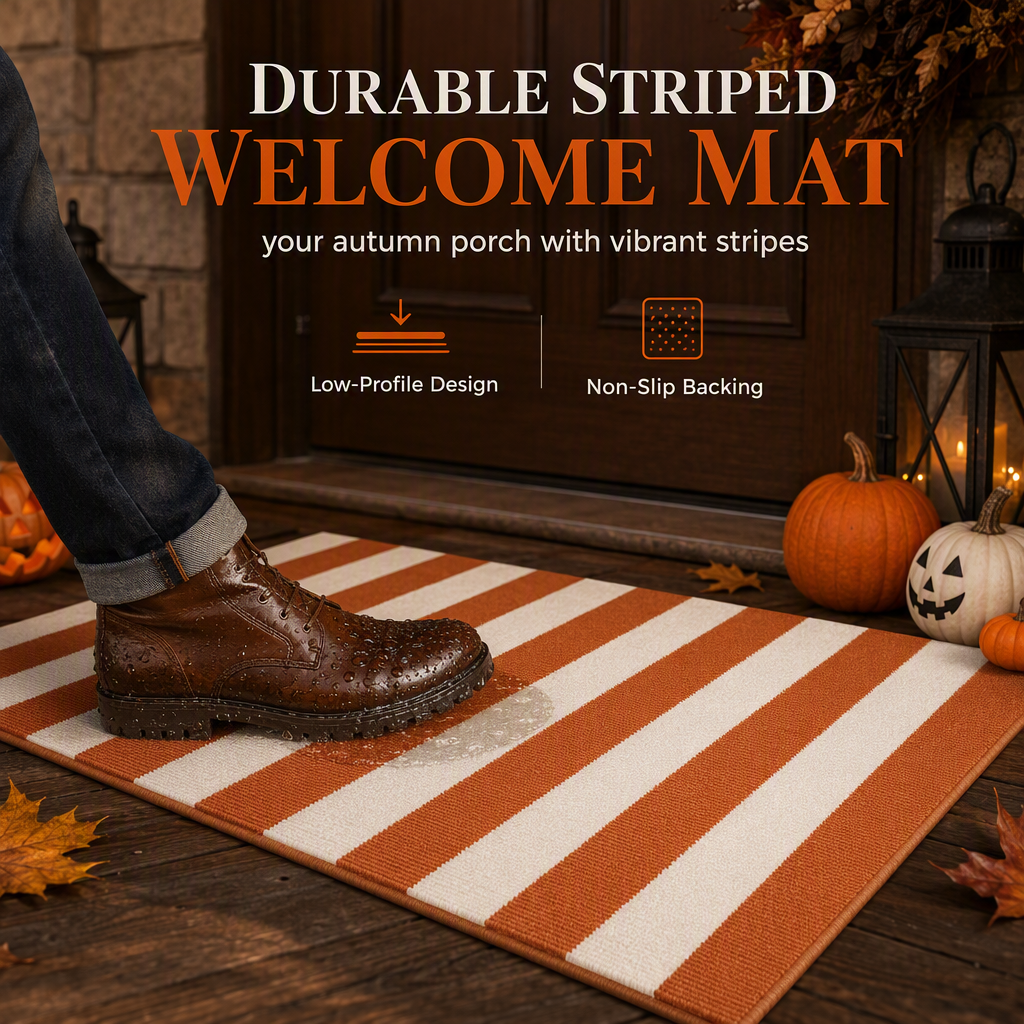 Simple Striped Non‑Slip Door Mat – Stain‑Resistant, Durable, Multi‑Size