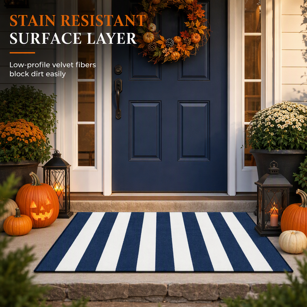 Simple Striped Non‑Slip Door Mat – Stain‑Resistant, Durable, Multi‑Size