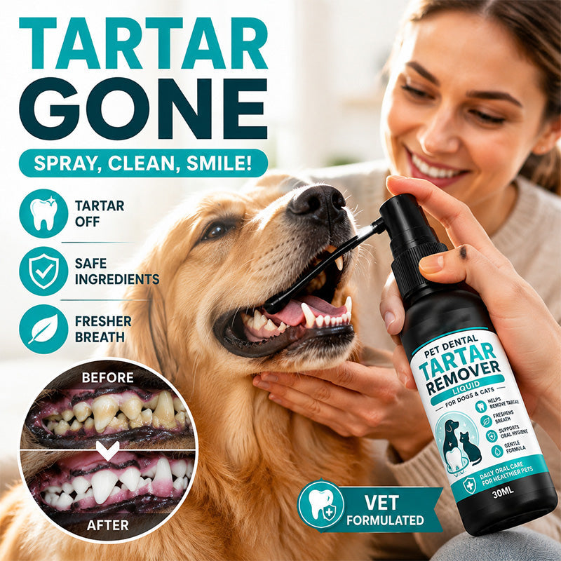 Gentle Pet Dental Cleaning Spray‑ Vet‑Formulated Tartar Remover Spray for Dogs & Cats, Safe Oral Care Solution to Eliminate Bad Breath & Reduce Plaque