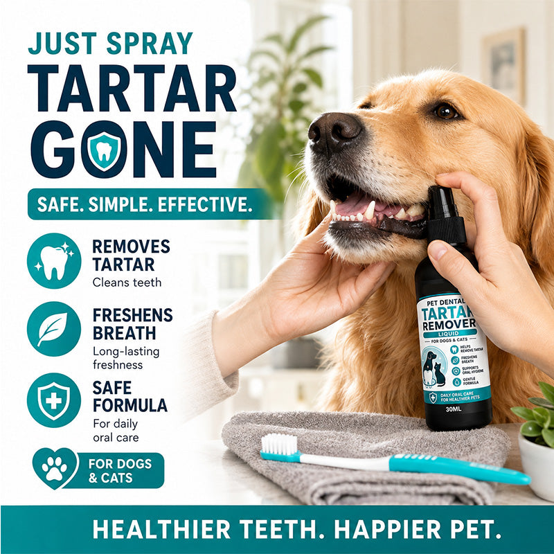 Gentle Pet Dental Cleaning Spray‑ Vet‑Formulated Tartar Remover Spray for Dogs & Cats, Safe Oral Care Solution to Eliminate Bad Breath & Reduce Plaque