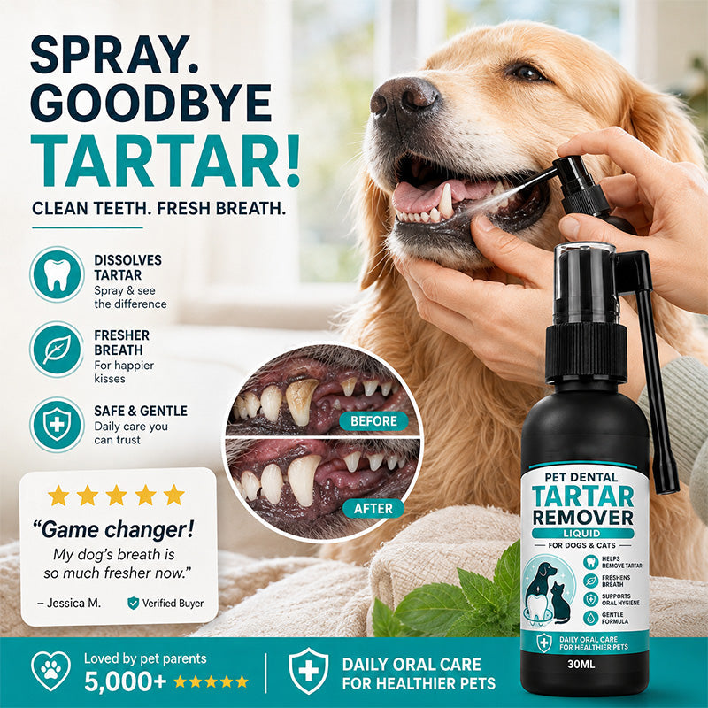 Gentle Pet Dental Cleaning Spray‑ Vet‑Formulated Tartar Remover Spray for Dogs & Cats, Safe Oral Care Solution to Eliminate Bad Breath & Reduce Plaque