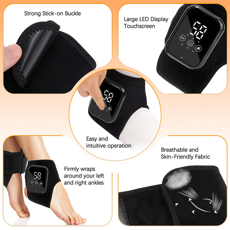 Cordless Ankle Heating Pad with Vibration Massage