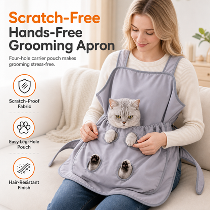 Anti-Scratch Grooming Apron – Hair Resistant Pet Cuddling Apron with Leg Holes