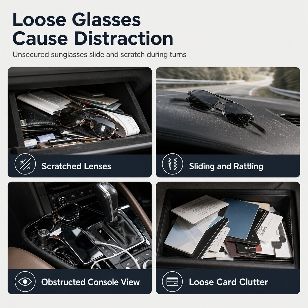 Car Sun‑Visor Magnetic Sunglasses‑Clip | 2‑in‑1 Holder For Sunglasses, Tickets & Cards