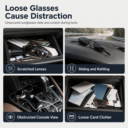 Car Sun‑Visor Magnetic Sunglasses‑Clip | 2‑in‑1 Holder For Sunglasses, Tickets & Cards