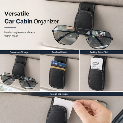Car Sun‑Visor Magnetic Sunglasses‑Clip | 2‑in‑1 Holder For Sunglasses, Tickets & Cards