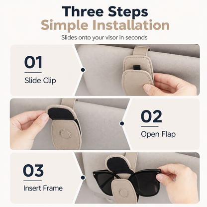 Car Sun‑Visor Magnetic Sunglasses‑Clip | 2‑in‑1 Holder For Sunglasses, Tickets & Cards